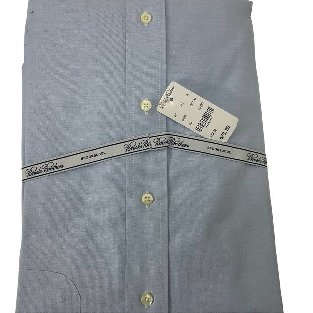 Vintage Brooks Brothers Men’s Blue Dress Shirt Size 17.5 34 New with Tags - Picture 2 of 6